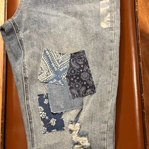 Maurices Light Blue Skinny Jeans with Blue Patchwork